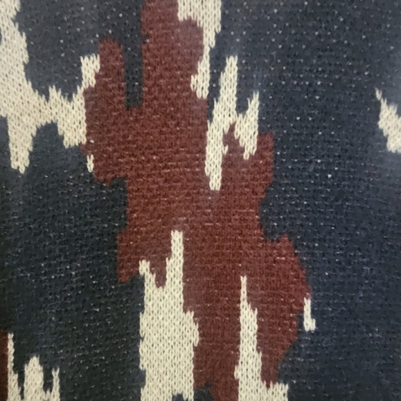 Women's Knox Rose Open Front Duster Cardigan Sweater Camo Navy & Red Size M - Picture 8 of 11